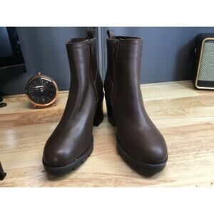 Naturalizer Verney Women's 6.5 Brown Leather Side Zipper Waterproof Ankle Boots